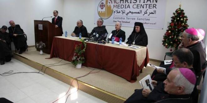 بحضور رؤساء الكنائس في القدس: مؤتمر صحفي يعلن عن رسالة الميلاد 2014