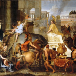 لوحة بريشة الرسّام شارل لو برون، 1665، تمثّل الإسكندر الكبير لدى دخوله مدينة بابل